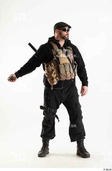 Whole Body Weapons-Rifle Man Pose with machine rifle White Army Athletic Bearded Studio photo references