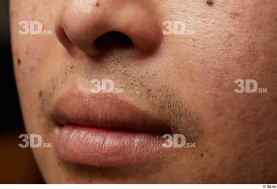 Man Asian Chubby Face Skin Textures