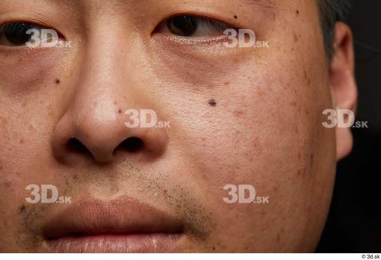 Man Asian Chubby Face Skin Textures