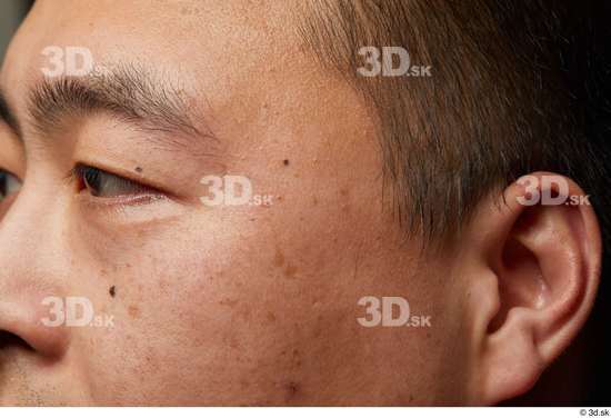 Man Asian Chubby Face Skin Textures