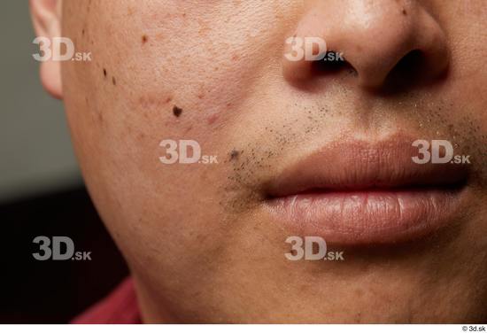 Man Asian Chubby Face Skin Textures