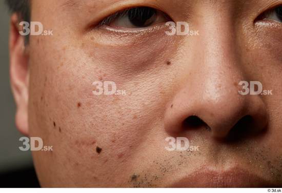 Man Asian Chubby Face Skin Textures