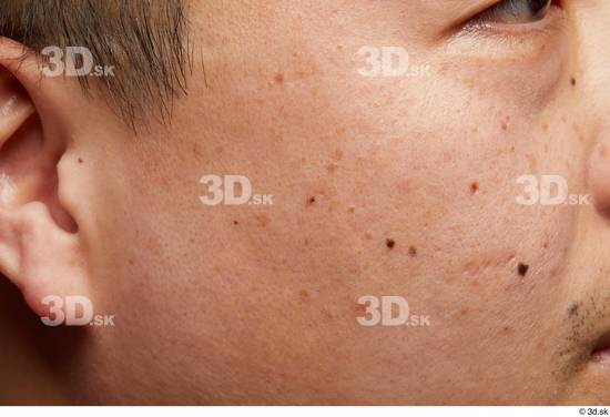 Man Asian Chubby Face Skin Textures