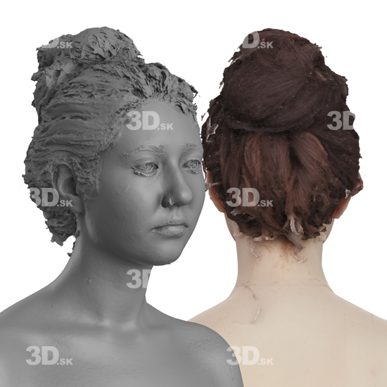 Head Woman White 3D Groom Raw