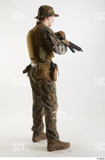 Whole Body Weapons-Rifle Man Pose with machine rifle White Army Athletic Studio photo references