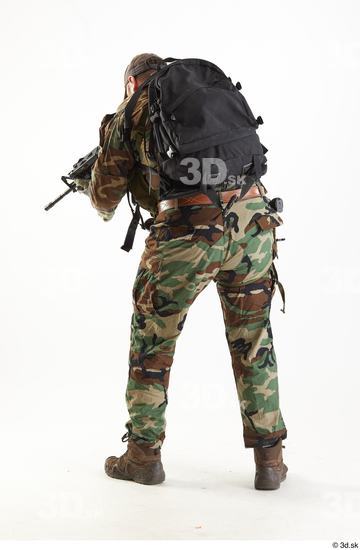 Whole Body Weapons-Rifle Man Pose with machine rifle White Army Athletic Bearded Studio photo references