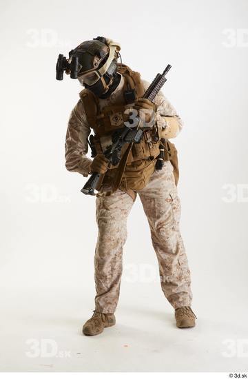 Whole Body Weapons-Rifle Man Pose with machine rifle White Army Athletic Studio photo references