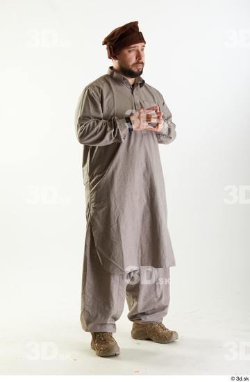 Whole Body Man T poses White Uniform Athletic Bearded Studio photo references