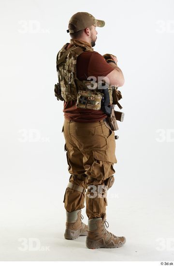 Whole Body Weapons-Rifle Man Pose with machine rifle White Army Athletic Bearded Studio photo references