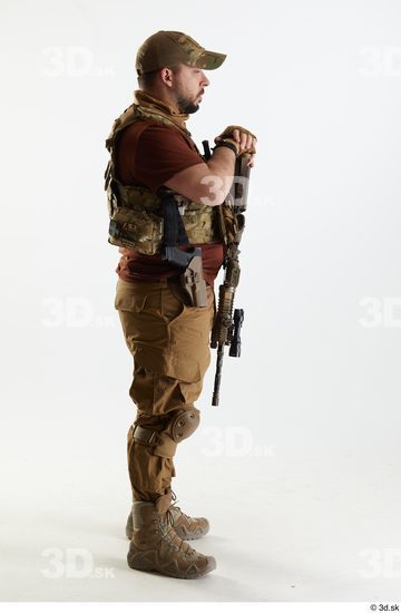 Whole Body Weapons-Rifle Man Pose with machine rifle White Army Athletic Bearded Studio photo references