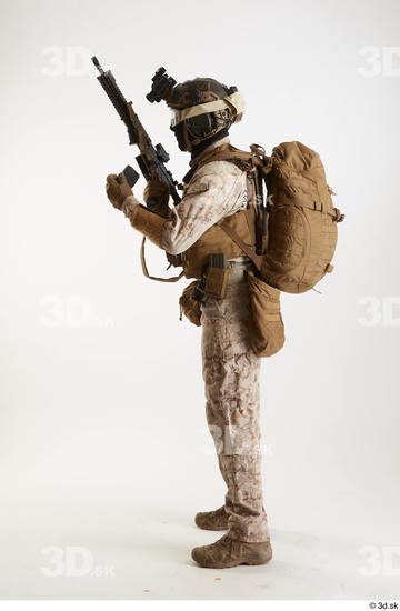 Whole Body Weapons-Rifle Man Pose with machine rifle White Army Athletic Costume photo references