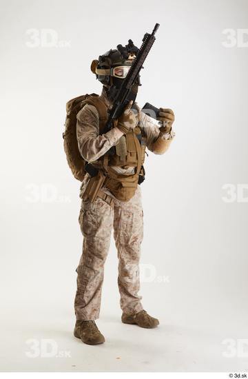 Whole Body Weapons-Rifle Man Pose with machine rifle White Army Athletic Costume photo references