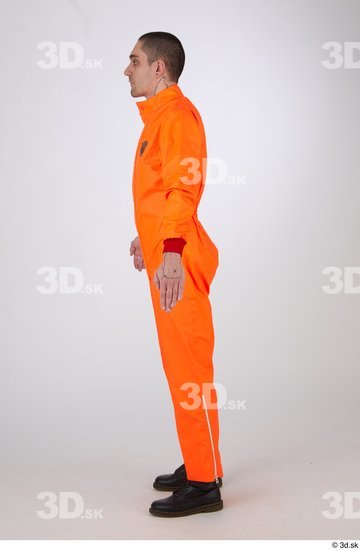 Whole Body Man T poses White Uniform Slim Studio photo references