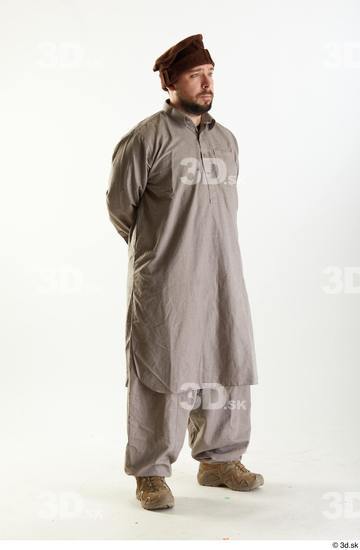 Whole Body Man White Uniform Athletic Bearded Studio photo references