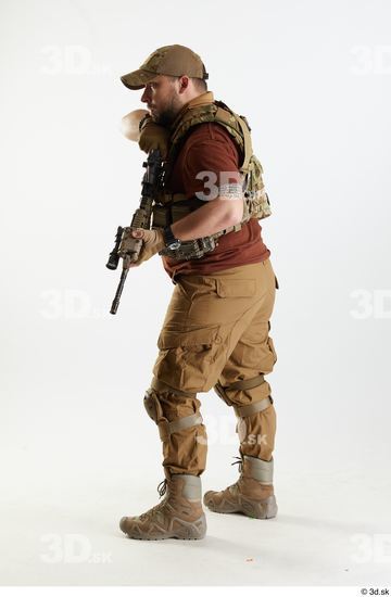 Whole Body Weapons-Rifle Man Pose with machine rifle White Army Athletic Bearded Studio photo references