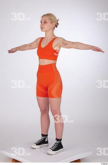 Woman White Slim Female Studio Poses