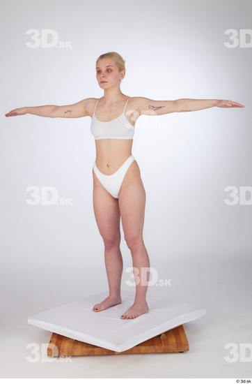 Woman White Slim Female Studio Poses