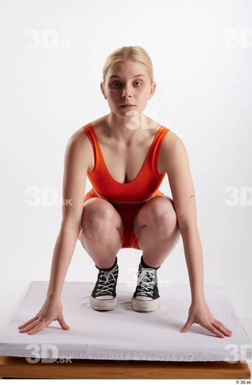 Woman White Slim Female Studio Poses