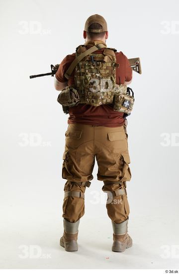 Whole Body Weapons-Rifle Man Pose with machine rifle White Army Athletic Bearded Studio photo references