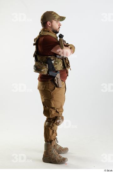 Whole Body Weapons-Rifle Man Pose with machine rifle White Army Athletic Bearded Studio photo references