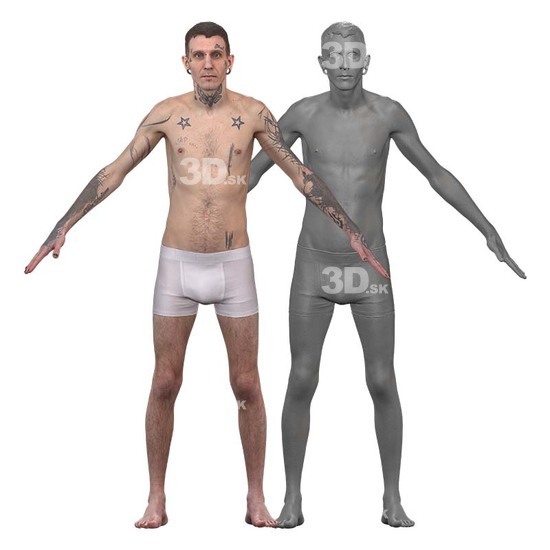 Whole Body Man White 3D Clean A-Pose Bodies