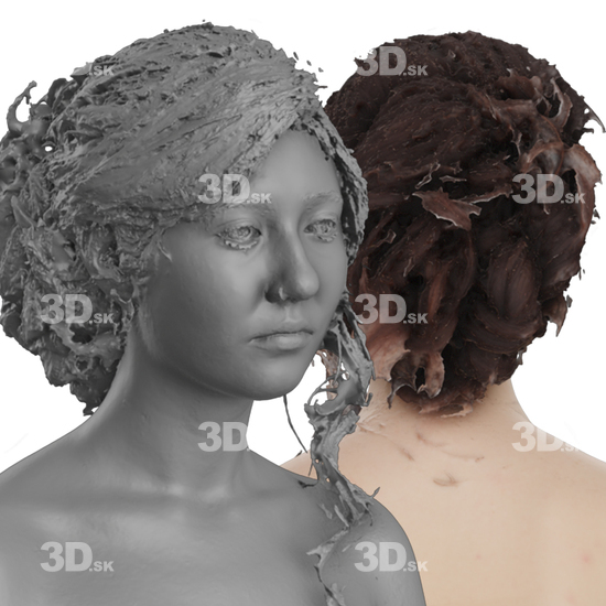 Head Woman White 3D Groom Raw