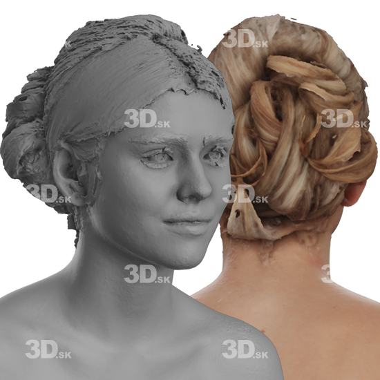 Head Woman White 3D Groom Raw