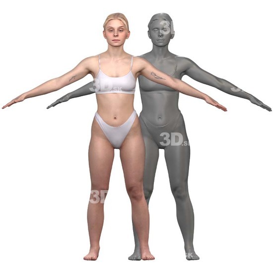 Whole Body Woman White 3D Clean A-Pose Bodies