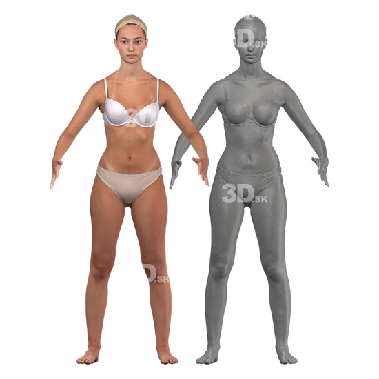 Whole Body Woman White 3D RAW A-Pose Bodies