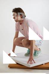 Tony  1 casual dressed kneeling mint sneakers striped shorts&hellip;