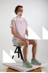 Tony  1 casual dressed mint sneakers sitting striped shorts&hellip;