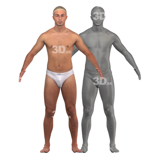 Whole Body Man White 3D Clean A-Pose Bodies