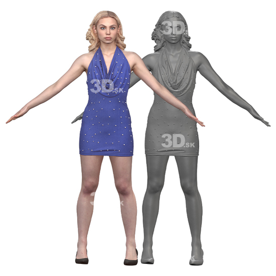 Whole Body Woman White Slim 3D Clean A-Pose Bodies