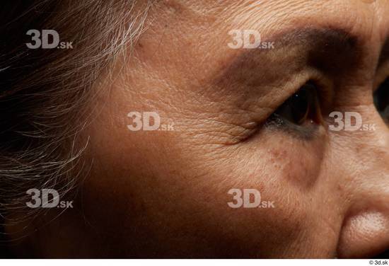 and more Eye Face Cheek Hair Skin Woman Asian Slim Wrinkles Studio photo references