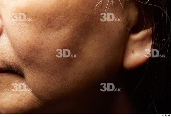 and more Face Cheek Ear Skin Woman Asian Slim Wrinkles Studio photo references