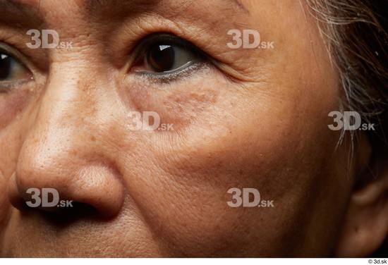 and more Eye Face Nose Cheek Skin Woman Asian Slim Wrinkles Studio photo references