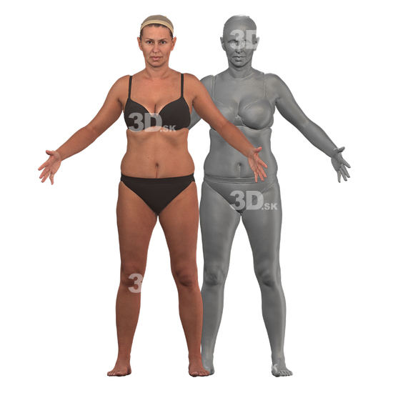 Whole Body Woman White 3D Clean A-Pose Bodies