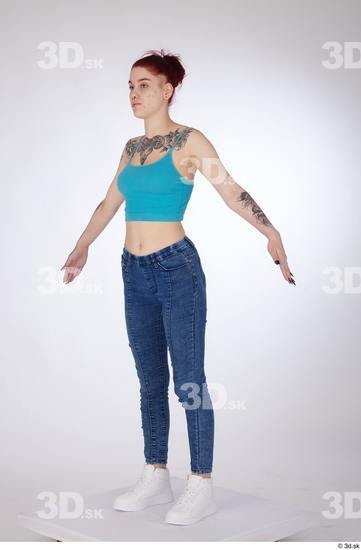 Woman White Slim Female Studio Poses