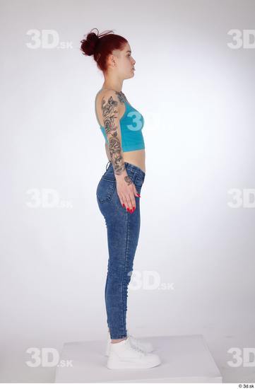 Woman White Slim Female Studio Poses