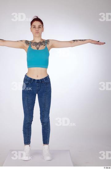 Woman White Slim Female Studio Poses