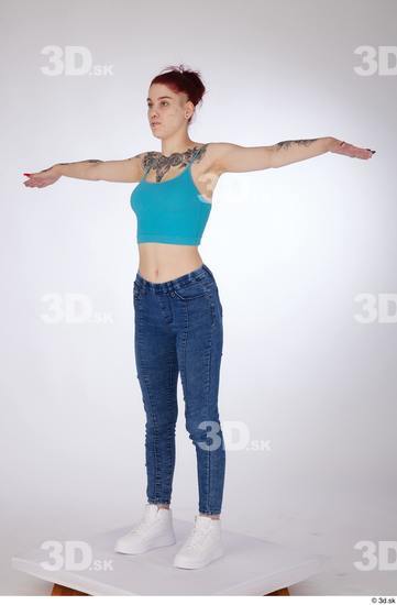 Woman White Slim Female Studio Poses