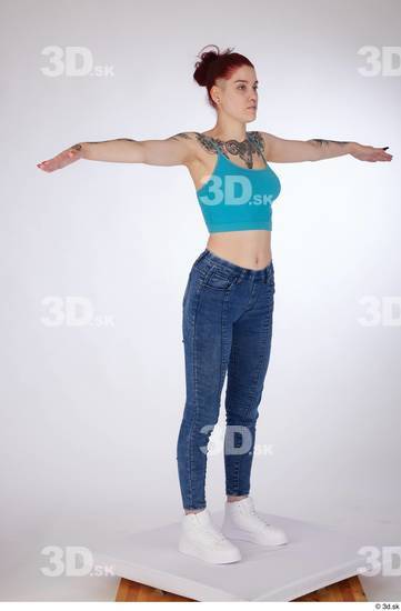 Woman White Slim Female Studio Poses