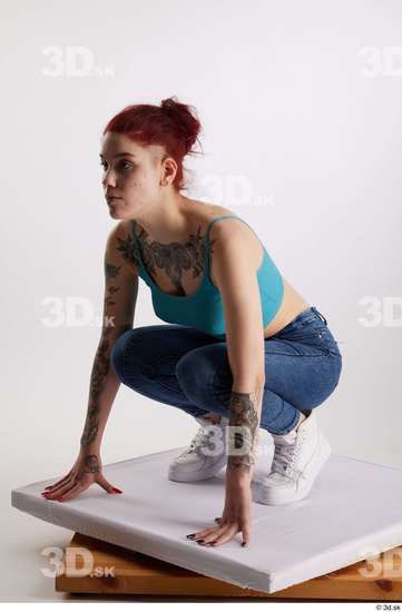 Woman White Slim Female Studio Poses