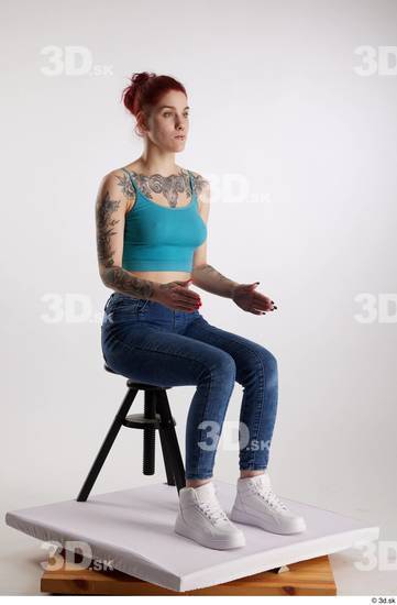 Woman White Slim Female Studio Poses