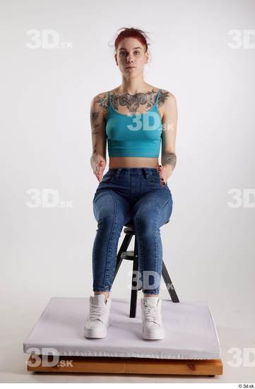 Woman White Slim Female Studio Poses