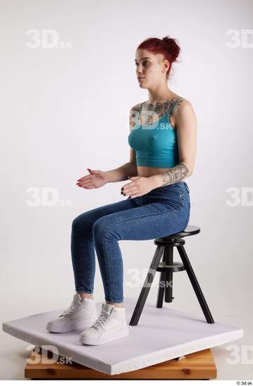 Woman White Slim Female Studio Poses