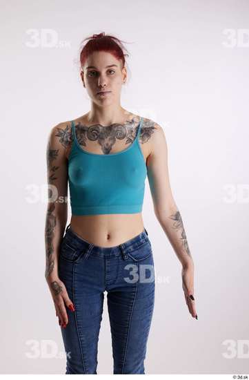 Woman White Slim Female Studio Poses