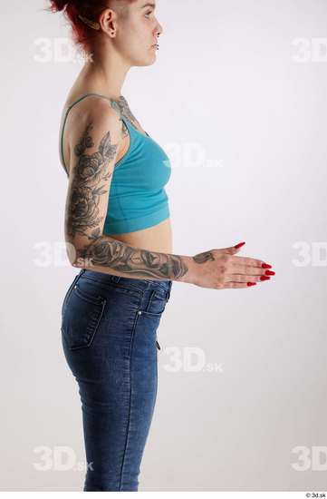 Woman White Slim Female Studio Poses