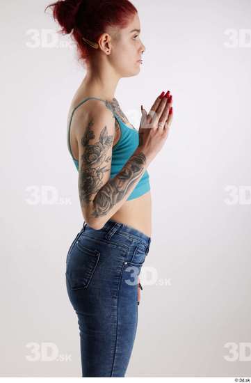 Woman White Slim Female Studio Poses