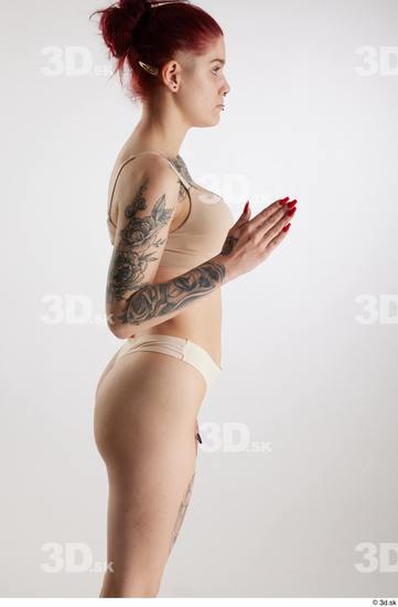 Woman White Slim Female Studio Poses